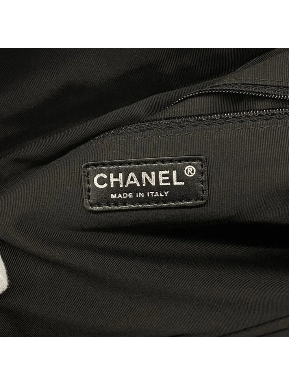 Chanel Chain Tote Quilted Lambskin Black Silver